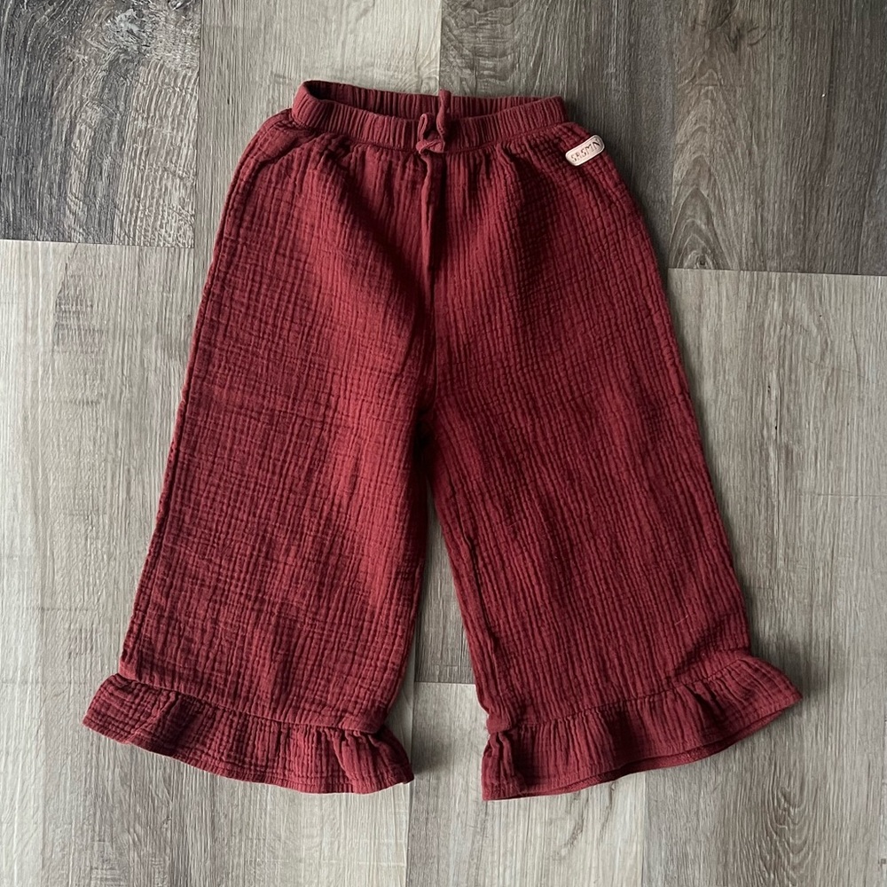Souris Mini Cranberry Red Gauze Ruffle Pants size 6